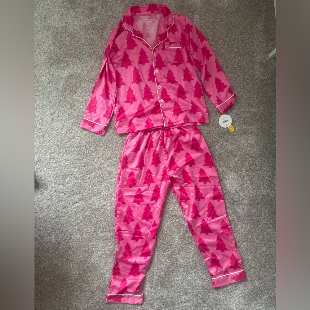 Anne Marie Pink Tree Print Kids Pajama Set